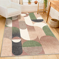 Modern Rug 3x5 Washable Area Rugs for Bedroom Living Room Kitchen Entryway Bedside,Small Retro Rust Orange Geometric Non Slip Carpet
