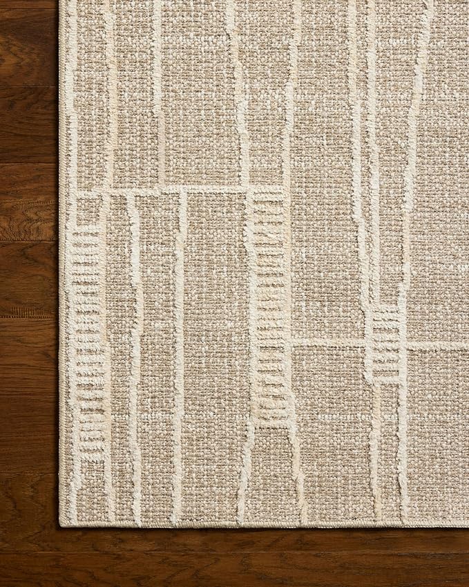 Loloi Amber Lewis Bexley Collection BEX-05 Mushroom/Natural 2'-7" x 12'-0" Runner Rug Neutral, Textured, Living, Bedroom, Dining, Carpet