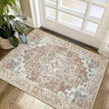 GENIMO Area Rug 2x3 Indoor Machine Washable Doormat, Low Pile Vintage Rugs, Small Retro Lightweight Entryway Mat for Entrance, Hallway, Kitchen and Corridor, Orange