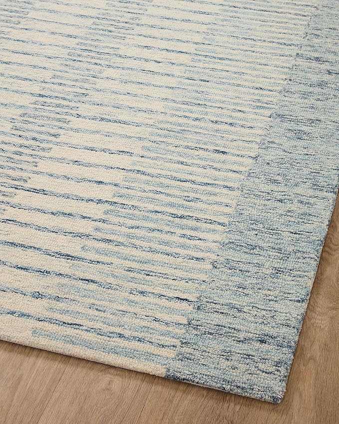 Loloi Chris Loves Julia Chris Collection CHR-01 Ivory/Denim 3'-6'' x 5'-6'', .50" Pile Height, Accent Rug