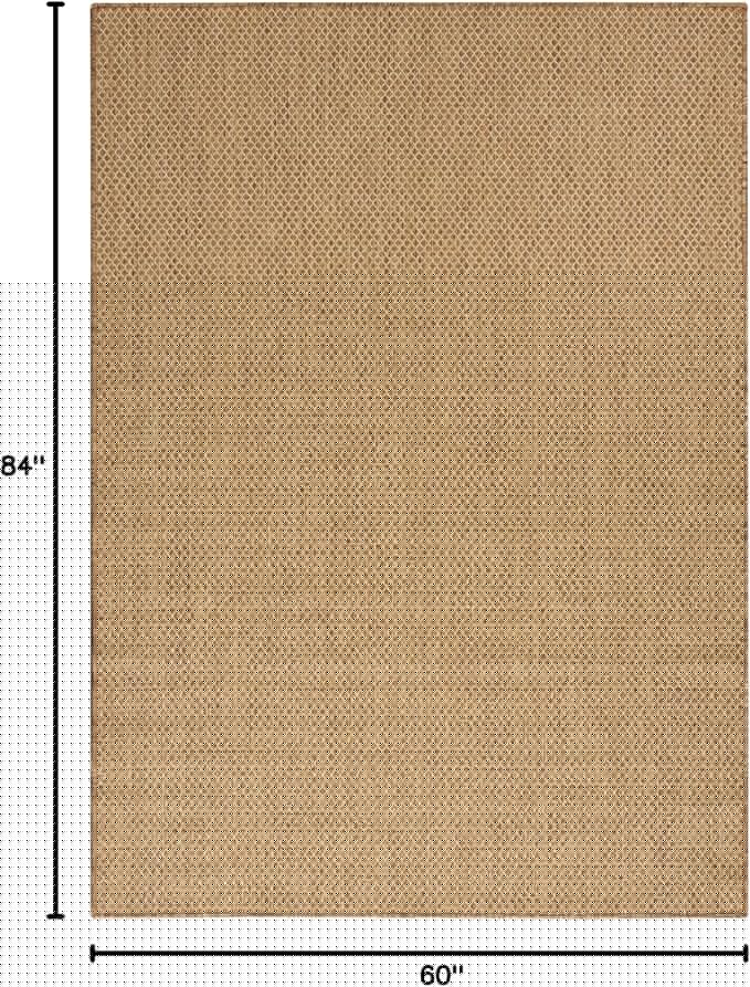 Nourison Home Courtyard Jute 5' x 7' Area Rug - Easy Clean, Non Shedding, Bed Room, Living Room, Dining Room, Kitchen (5' x 7')
