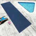 English Home Custom Size Non Slip Striped Design Durable PVC Non Slip Backing Tough Pile Runner Rug for Hallway, Outdoor, Indoor, Commercial, Residential, Pool, Office (Dark Blue, 36" x 11')