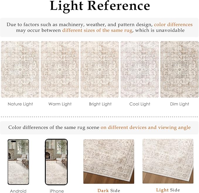 HUGEAR 2x3 Entryway Area Rug Vintage Beige Small Rug Machine Washable Door Mat Neutral Floral Low Pile Carpet Vacuumable Thin Throw Rug Entrance Kitchen Bathroom Bedroom Non Slip Lightweight