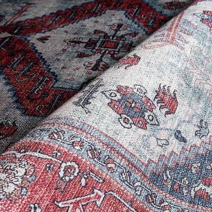 Fame Rugs Turkish Rug. Washable Vintage Oriental Antique Inspired Traditional Doormat Small Modern Area Rugs Luxury Entryway Entry Bedroom Bathroom Kitchen (402RN, 2' x 3')