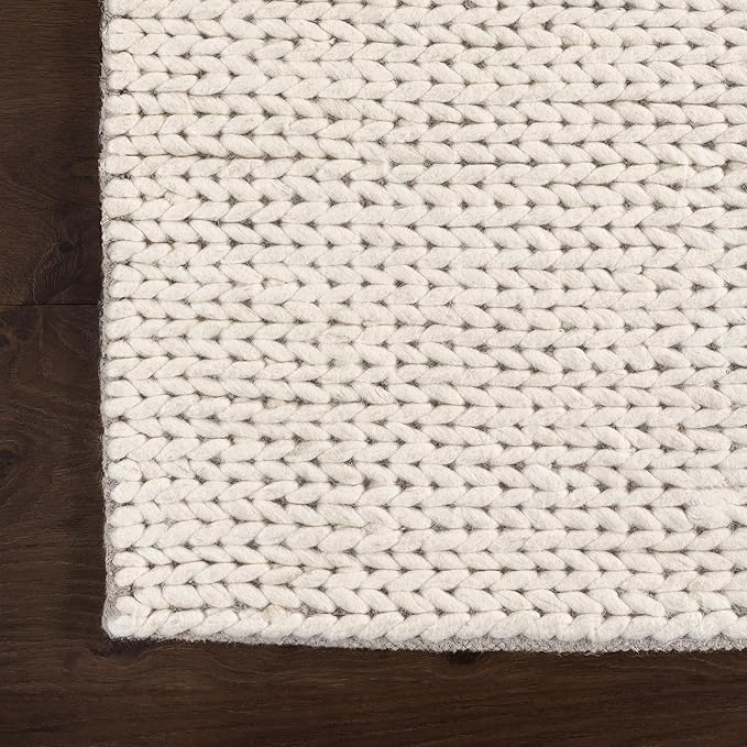 Nuloom Penelope Off-White/Ivory, 9'6" x 13'6", Hand-Braided, Wool & Cotton, Soft and Textured, High Traffic, Stain Resistant, Easy Clean, Durable Area Rug for Bedroom, Living Room, Dining, Entryway