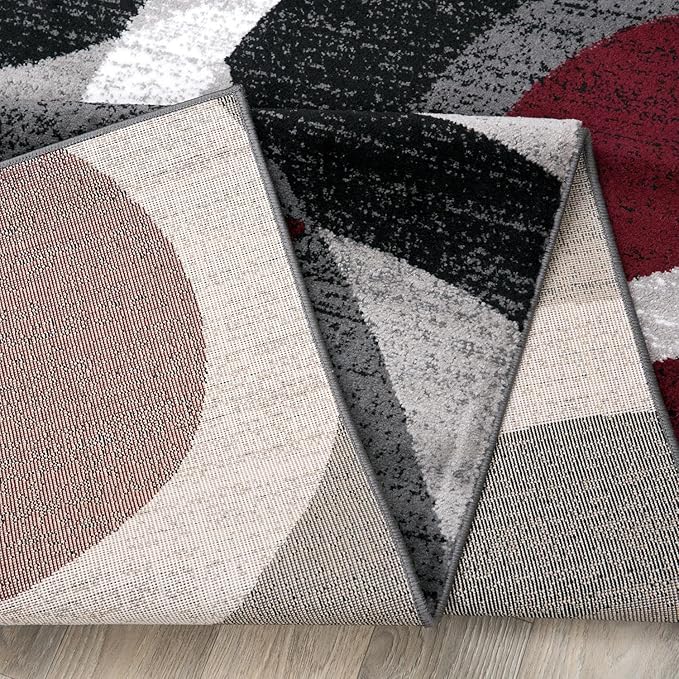 Rugshop Contemporary Abstract Circles Perfect for high Traffic Areas of Your Living Room,Bedroom,Basement,Kitchen Large Areas Open Spaces Area Rug 10' x 14' Red
