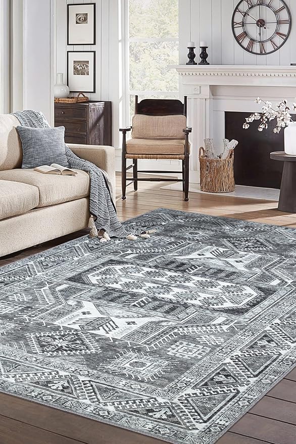 Keen Home Design 9x12 Rug - Machine Washable Area Rug with Non-Slip Backing, Ideal for Living Room, Dining Room, Bedroom - Vintage, Easy Clean, Durable, Low Pile - (9' x 12')