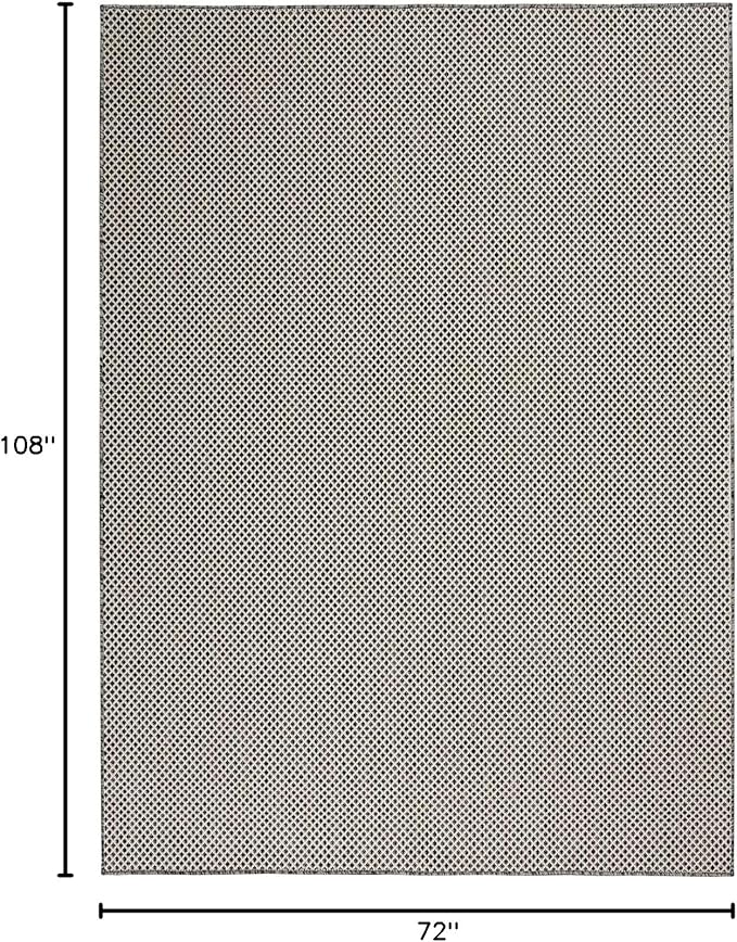 Nourison Home Courtyard Ivory Charcoal 6' x 9' Area Rug - Easy Clean, Non Shedding, Bed Room, Living Room, Dining Room, Kitchen (6' x 9')