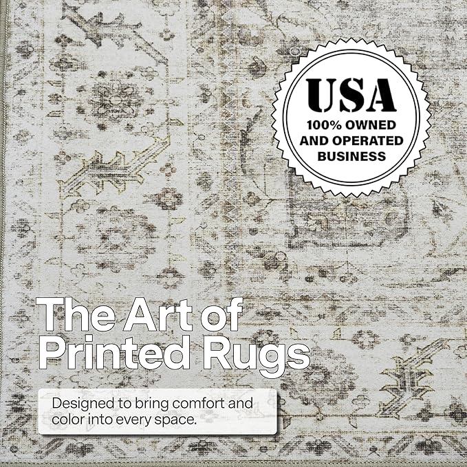 ReaLife Rugs Machine Washable Area Rug Runner - Living Room Bedroom Bathroom Kitchen Entryway Office - Padded Low Pile Stain Resistant Premium - Boho Farmhouse Vintage - Joy - Beige Ivory 2'6" x 8'
