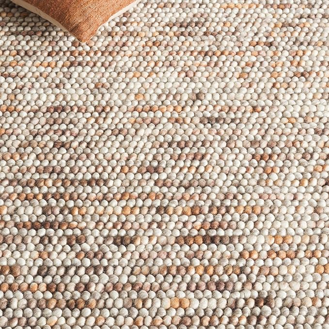 SAFAVIEH Natura Collection Area Rug - 6' Square, Dark Brown & Beige, Handmade Wool Blend, Textured Design, Ideal for Living Room, Bedroom, Dining Space (NAT620E)