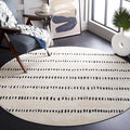 SAFAVIEH Melody Collection Area Rug - 6'7" Round, Ivory & Black, Modern Design, Non-Shedding & Easy Care, Ideal for High Traffic Areas in Living Room, Bedroom, Dining Room (MEL114A-7R)