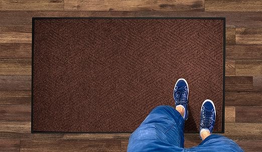 WaterHog Diamond | Commercial-Grade Entrance Mat with Rubber Border – Indoor/Outdoor, Quick Drying, Stain Resistant Door Mat (Dark Brown, 3' x 10')