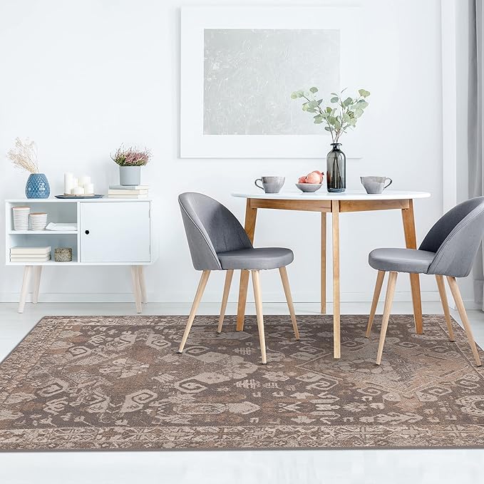 LUXE WEAVERS Moroccan Floral Beige 5x7 Area Rug for Living Room