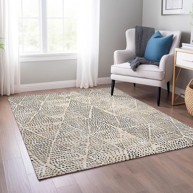 Addison Rugs Chantille ACN591 Beige 3' x 5' Indoor Outdoor Area Rug, Easy Clean, Machine Washable, Non Shedding, Bedroom, Living Room, Dining Room, Kitchen, Patio Rug
