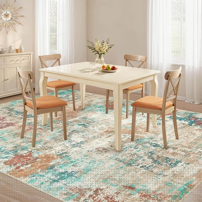 6x9 Christmas Area Rug Living Room Rugs - Washable Neutral Modern Abstract Soft Thin Large Rug Indoor Floor No Slip Rug Carpet for Bedroom Under Dining Table Home Office Decor - Colorful