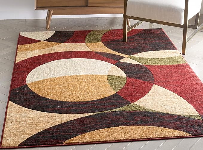 Well Woven Dulcet Bingo Red Modern Geometric (7'10" x 9'10") Area Rug