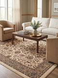 Rugs.com Yasmin Collection Rug – 8 Ft Square Ivory Medium Rug Perfect for Living Rooms, Kitchens, Entryways