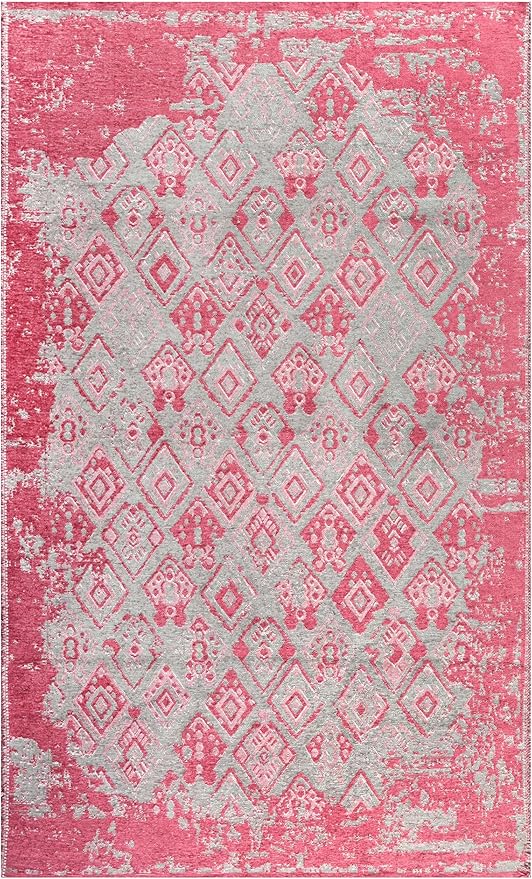 Alfa Rich 4x6 Pink Gray Reversible Washable Area Rugs for Living Room Bedroom Kitchen Decor Rug