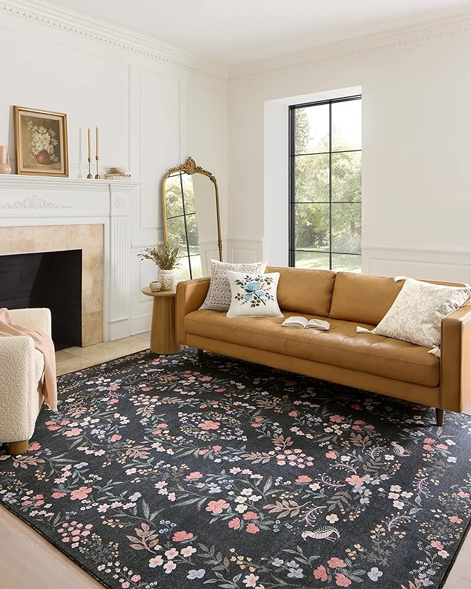 Loloi Rifle Paper Co. Maison Collection MAO-04 Tuileries Black 2'-6" x 12'-0", .19" Pile Height, Runner Rug