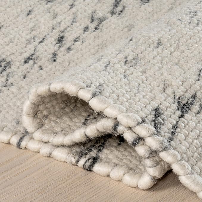 Rugs USA Santa Ynez Ivory/Grey, 7'6" x 9'6", Handmade, Marled, Wool & Cotton, Soft and Cozy, High Traffic, Stain Resistant, Easy Clean, Durable Area Rug for Bedroom, Living Room, Dining, Den, Foyer