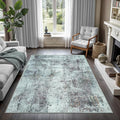 GLN Rugs Contemporary Collection - Machine Washable Area Rug, Contemporary Washable, Non Slip, Low Pile Chenille Rug, Living Room, Bedroom, Kitchen Rug (9' x 12' Grey/Green)