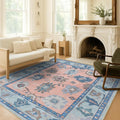 Fame Living Modern Oushak Rug, Vintage, Turkish, Eclectic, Floral, Pastel, Washable, Large Area Rugs for Living Room, Dining, Bedroom, Girls, Boys, 7'5"x9'8"