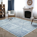 Bloom Rugs Washable Non-Slip 10x14 Rug - Blue/Ivory Striped Area Rug for Living Room, Bedroom, Dining Room, and Kitchen - Exact Size: 10' x 14'