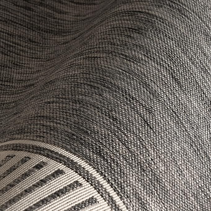 Nuloom Asha Grey/Ivory, 9'6" x 12', Casual, Striped Border, Soft and Cozy, High Traffic, Stain Resistant, Easy Clean, Durable Area Rug for Indoor/Outdoor Patio, Deck, Porch, Garden, Courtyard