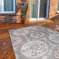 CAMILSON Indoor Outdoor Rug 6x9 Bohemian Medallion Floral Area Rugs for Indoor and Outdoor Patios Easy-Cleaning Non-Shedding Living Room Garden and Kitchen Washable Outside Carpet (6 x 9 / Beige)