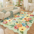 DUKINO 6x9 Area Rug, Floral Washable Rugs for Living Room with Non Slip Backing & Non-Shedding, Lightwight Low Pile Boho Design Large Carpets for Bedroom, Living Room, Dining Room, Green