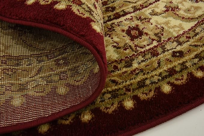 Unique Loom Voyage Collection Traditional Oriental Classic Intricate Design Area Rug (6' 0 x 6' 0 Round, Red/Gold)
