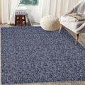 RUGSREAL 8x10 Washable Rug for Living Room Non-Slip Modern Abstract Area Rug Stain Resistant Large Bedroom Rug Contemporary Accent Throw Floor Carpet Solid Rug for Dining Room Home Decor, Blue
