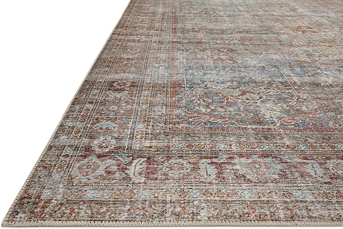 Loloi Chris Loves Julia Jules Collection JUL-05 Lagoon/Brick 2'-6'' x 9'-6'', .13" Pile Height, Runner Rug