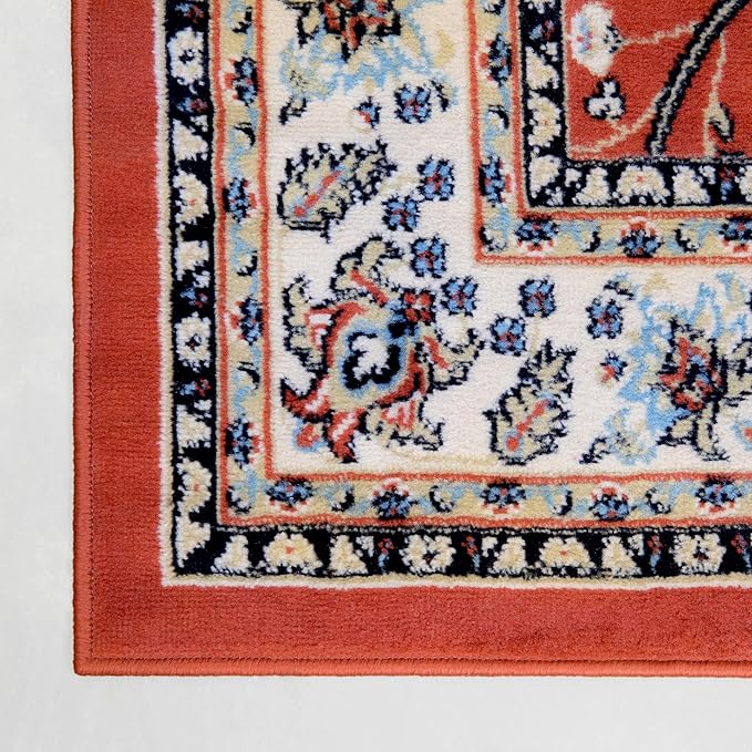 Rugs.com Yasmin Collection Rug – 8 Ft Square Terracotta Medium Rug Perfect for Living Rooms, Kitchens, Entryways