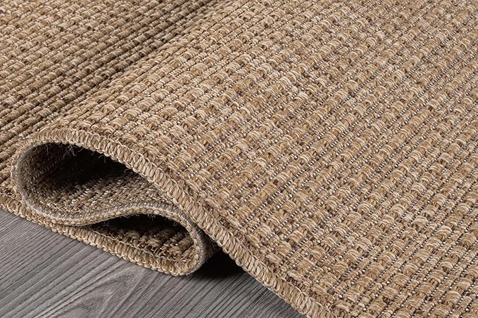Beverly Rug Easy Jute Natural Rug 4x6 Solid Washable Durable Outdoor Indoor Area Rugs for Living Dining Room Patio Office Stain Resistant Non Shedding Casual Indoor Outside Carpet (4 x 6 Natural)