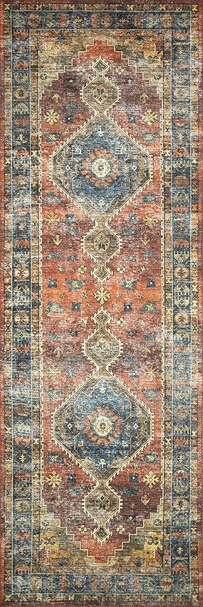 Loloi Skye Collection SKY-11 Rust/Blue 6'-0" x 6'-0" Round Area Rug