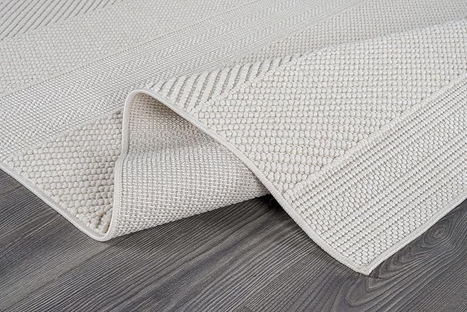 Beverly Rug Micro Loop Area Rug White 8x10 Modern Luxury Soft Boho Geometric Durable Indoor Area Rugs for Living Dining Room Office Stain Resistant Non Shedding Casual Indoor Carpet White 8 x 10