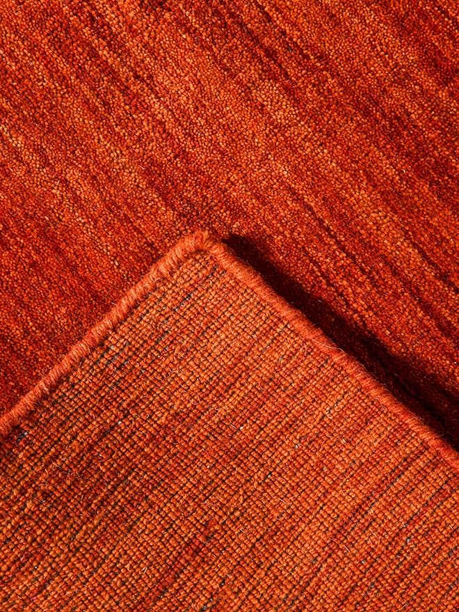 Hand Knotted Loom Wool ECO-Friendly Area Rugs - 4'x6', Rectangle, Light Red Color, Solid Plain Design, High Pile Handmade Anti Skid Area Rugs for Living Room, Bed Room (L00111)