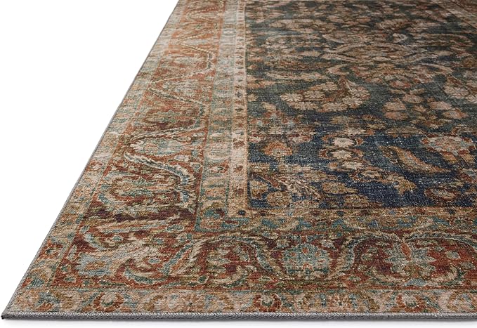 Loloi Chris Loves Julia Jules Collection JUL-10 Ocean/Spice 2'-3" x 3'-9", .13" Pile Height, Area Rug