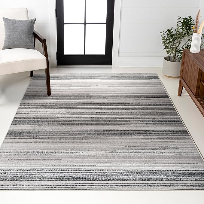 JONATHAN Y Austin Gradient Striped Gray/Black Indoor Area Rug, 3x5, Modern, Contemporary, Easy-Cleaning for Living Room, Bedroom, Kitchen, Pet Friendly, Non-Shedding (LUX103A-3)