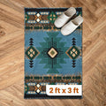 YHSF South West Native American Area Rug C318 - Easy Clean, Thick, Soft, Durable Native Tribal American Indian Inspired Rug for Bedroom/Living Room and More - Blue-Green, 2 Feet x 3 Feet 4 Inches