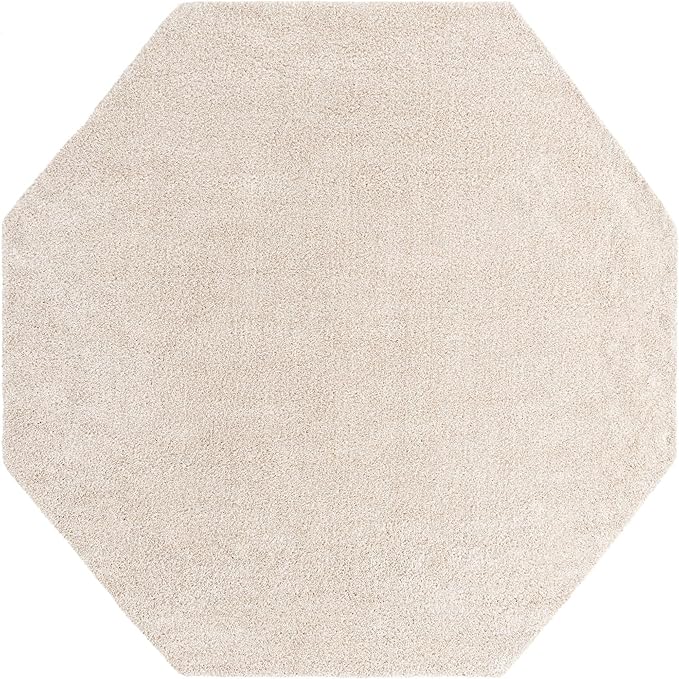 Unique Loom Solo Collection Area Rug - Calabasas (7' 10" Octagon, Ivory)
