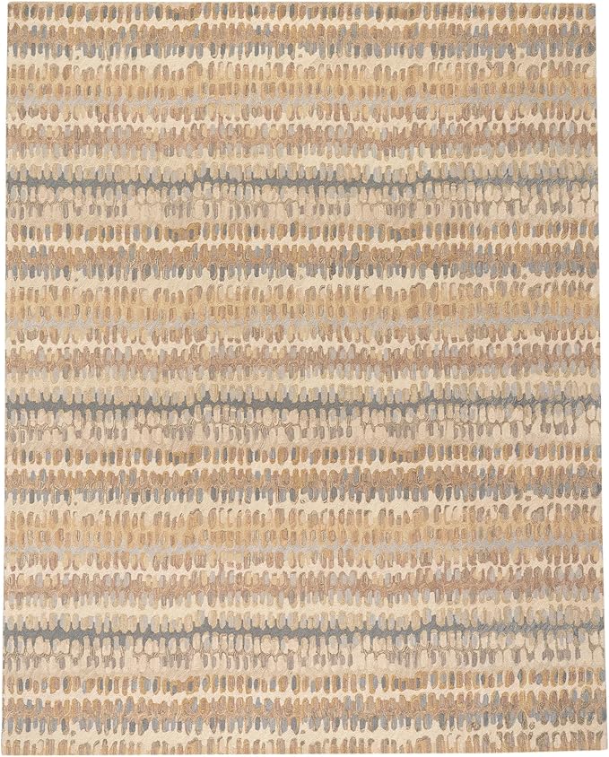 Dash & Albert Paint Chip Stone Hand Micro Hooked Wool Rug, 7.5 X 9.5 Feet, Multicolored/Browns Geometric Pattern
