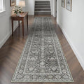 Black Runner Rug 3x10 Vintage Area Carpet Hallway Long Indoor Kitchen Washable Living Room Low Pile Traditional Distressed Retro Accent Throw Rug Non Slip Laundry Bathroom Office Dining Room