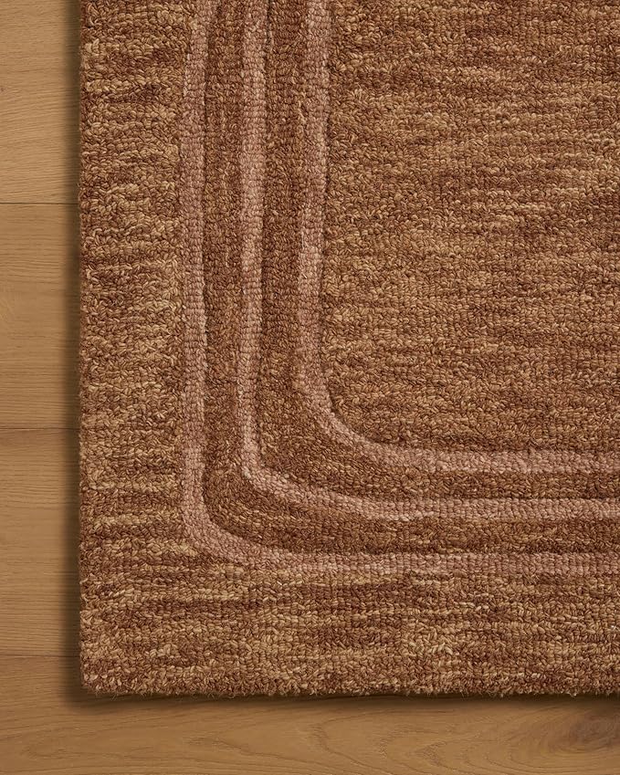 Loloi Leanne Ford Craven Collection CVN-02 Spice/Rose 2'-3" x 3'-9" Accent Rug Geometrical, Patterned, Neutral, Entryway, Mudroom, Bathroom, and Kitchen