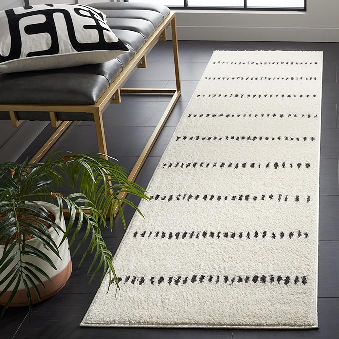 SAFAVIEH Melody Collection Runner Rug - 2'2" x 8', Ivory & Black, Modern Design, Non-Shedding & Easy Care, Ideal for High Traffic Areas in Living Room, Bedroom, Dining Room (MEL114A-28)