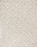 Dash & Albert Layers Grey Hand Hooked Wool Rug, 7.5 X 9.5 Feet, Grey/Ivory Geometric Pattern