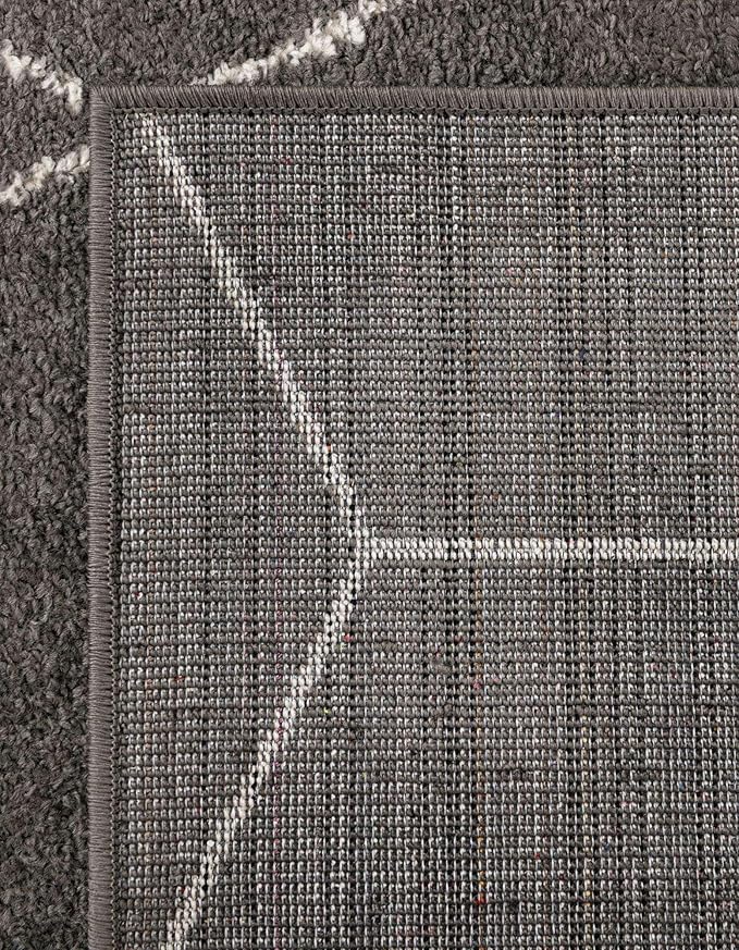 Unique Loom Trellis Frieze Collection Area Rug - Geometric (3' 3" x 16' 5" Runner Dark Gray/Ivory)