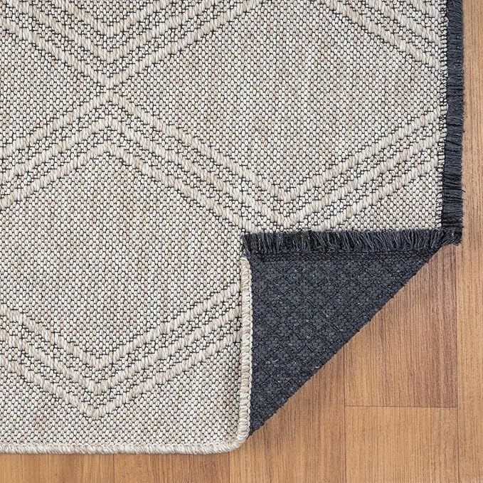 LUXE WEAVERS Modern Farmhouse Beige 9x12 Washable Area Rug, Anti-Slip Diamond Pattern Carpet