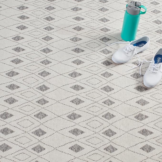 Dash & Albert Chandler Ivory Machine Washable Rug, 7.5 X 9.5 Feet, Ivory Geometric Pattern - Premium Luxury Hotel Quality Soft Breathable Hypoallergenic Machine Washable Easy Care All Season